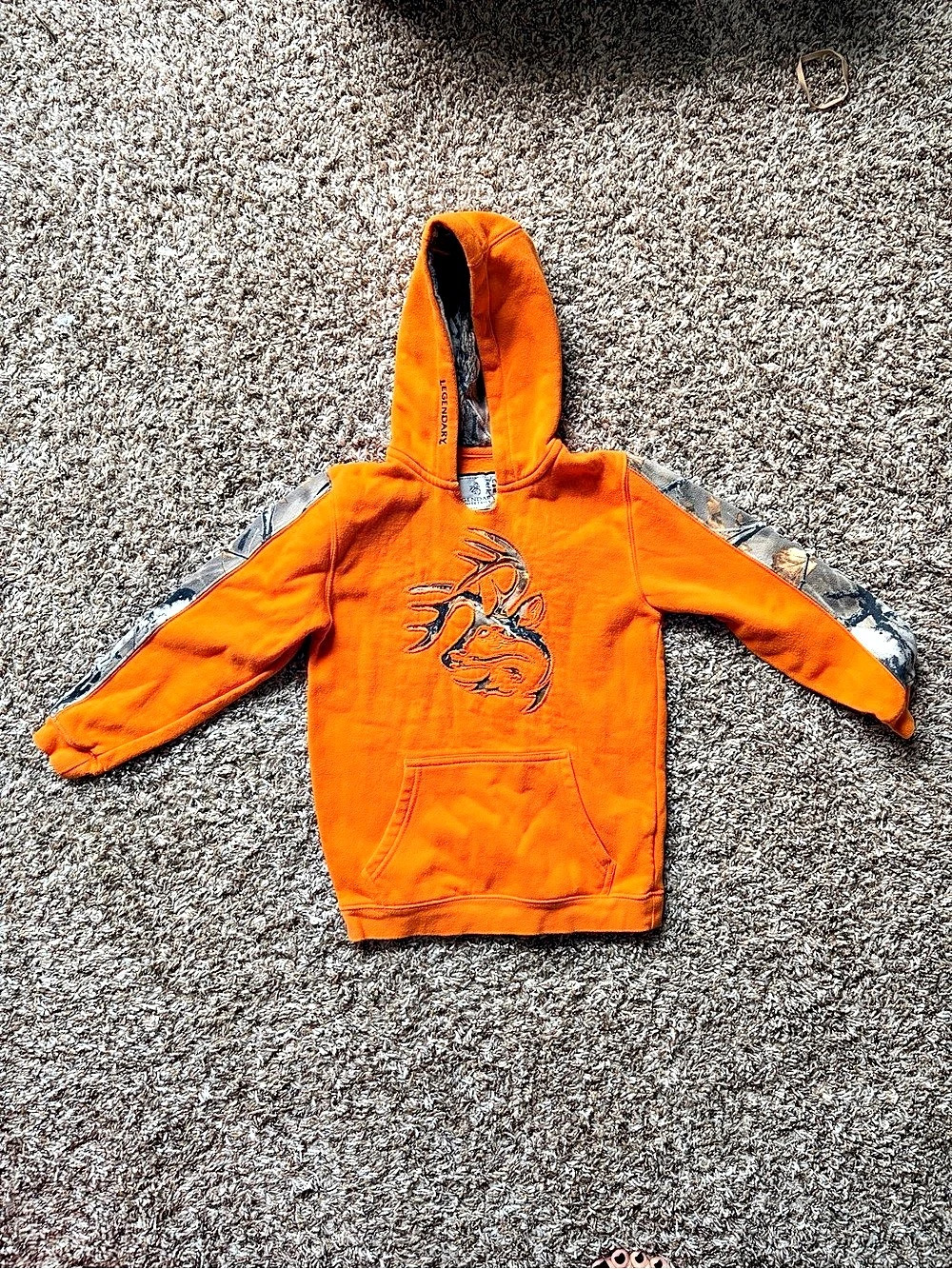 Legendary Whitetails Kids Outfitter Camo Hoodie Orange & Black Medium